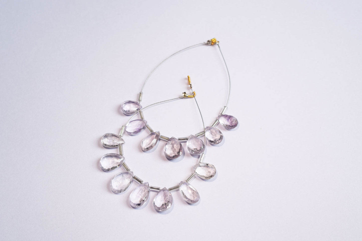 7 Pieces White Amethyst Faceted Pear Shape  Briolettes Beads Strand,Sold By Strand,7x11 - 9x14 mm ,33070