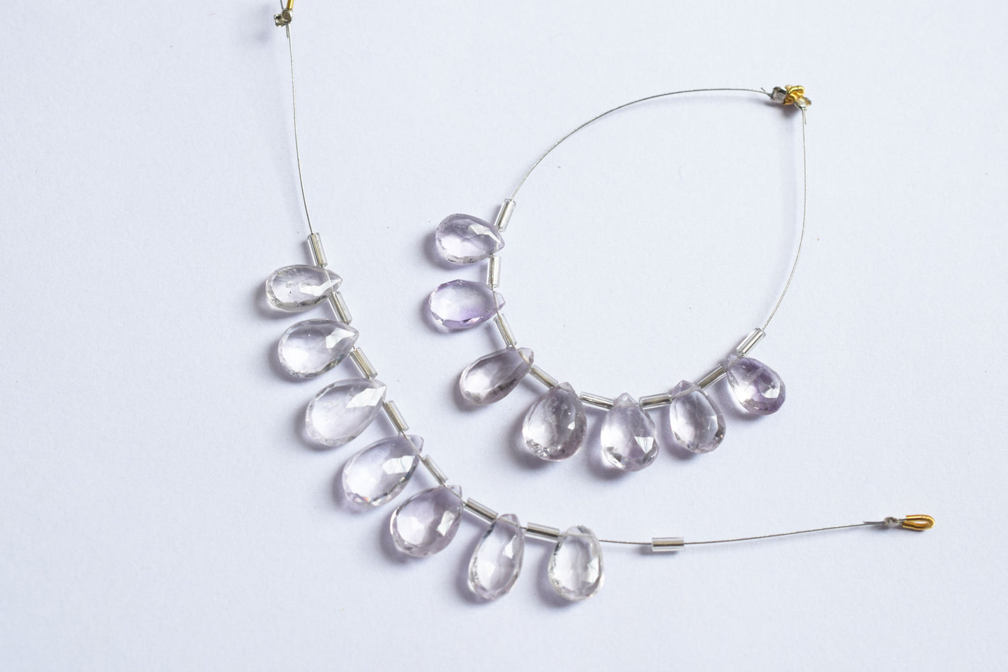 7 Pieces White Amethyst Faceted Pear Shape  Briolettes Beads Strand,Sold By Strand,7x11 - 9x14 mm ,33070