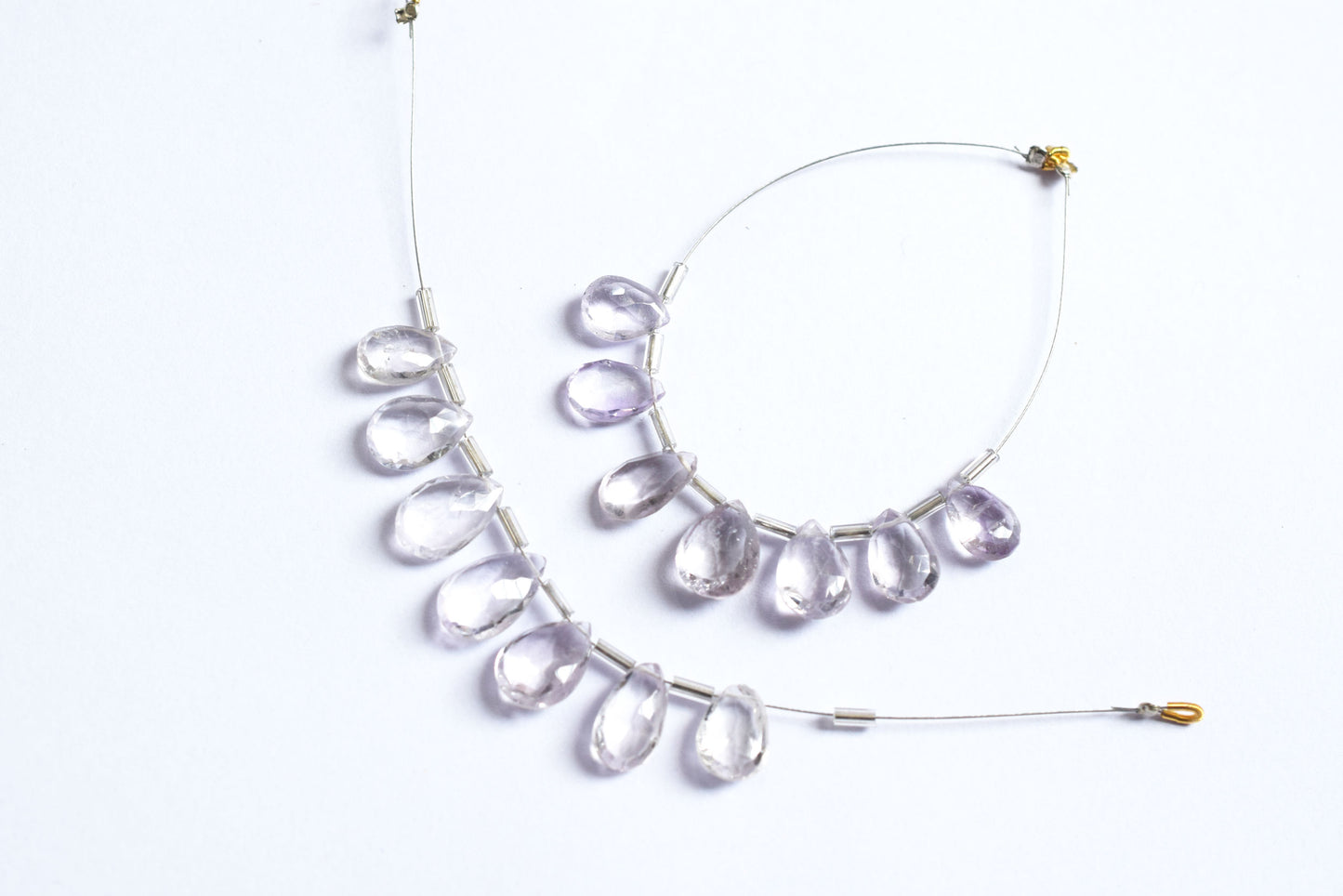 7 Pieces White Amethyst Faceted Pear Shape  Briolettes Beads Strand,Sold By Strand,7x11 - 9x14 mm ,33070