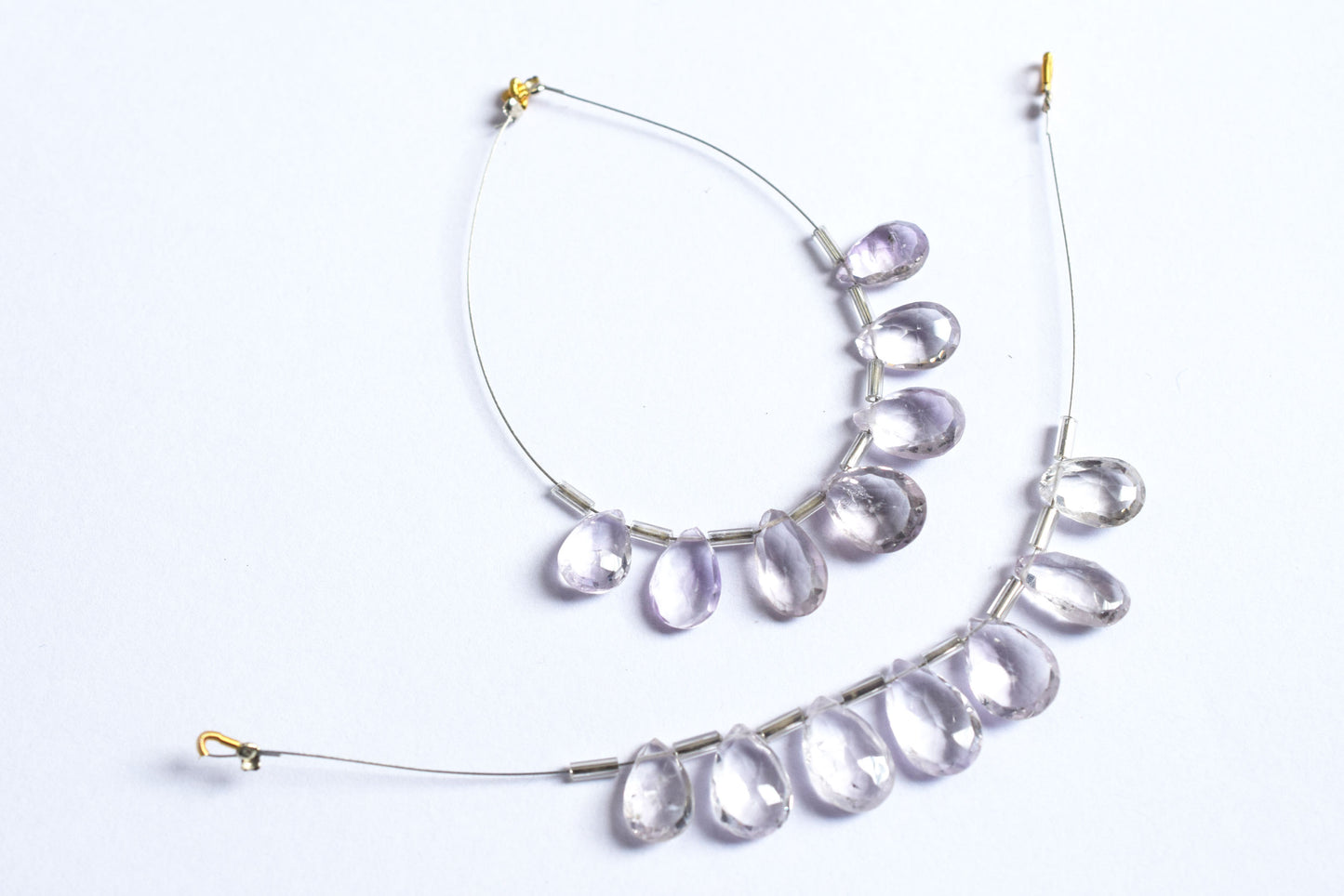 7 Pieces White Amethyst Faceted Pear Shape  Briolettes Beads Strand,Sold By Strand,7x11 - 9x14 mm ,33070