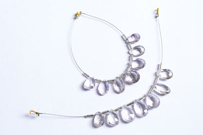 7 Pieces White Amethyst Faceted Pear Shape  Briolettes Beads Strand,Sold By Strand,7x11 - 9x14 mm ,33070