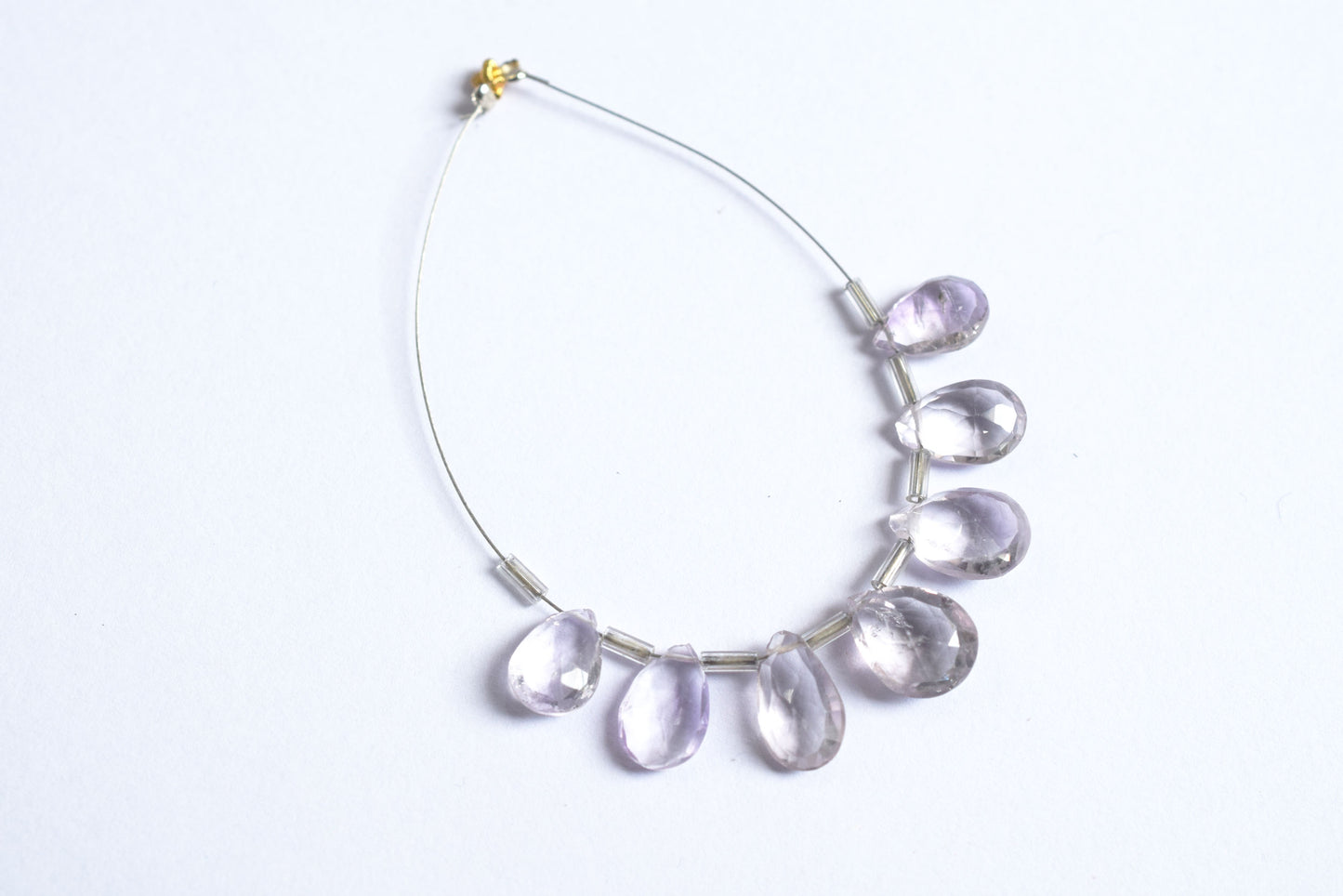 7 Pieces White Amethyst Faceted Pear Shape  Briolettes Beads Strand,Sold By Strand,7x11 - 9x14 mm ,33070