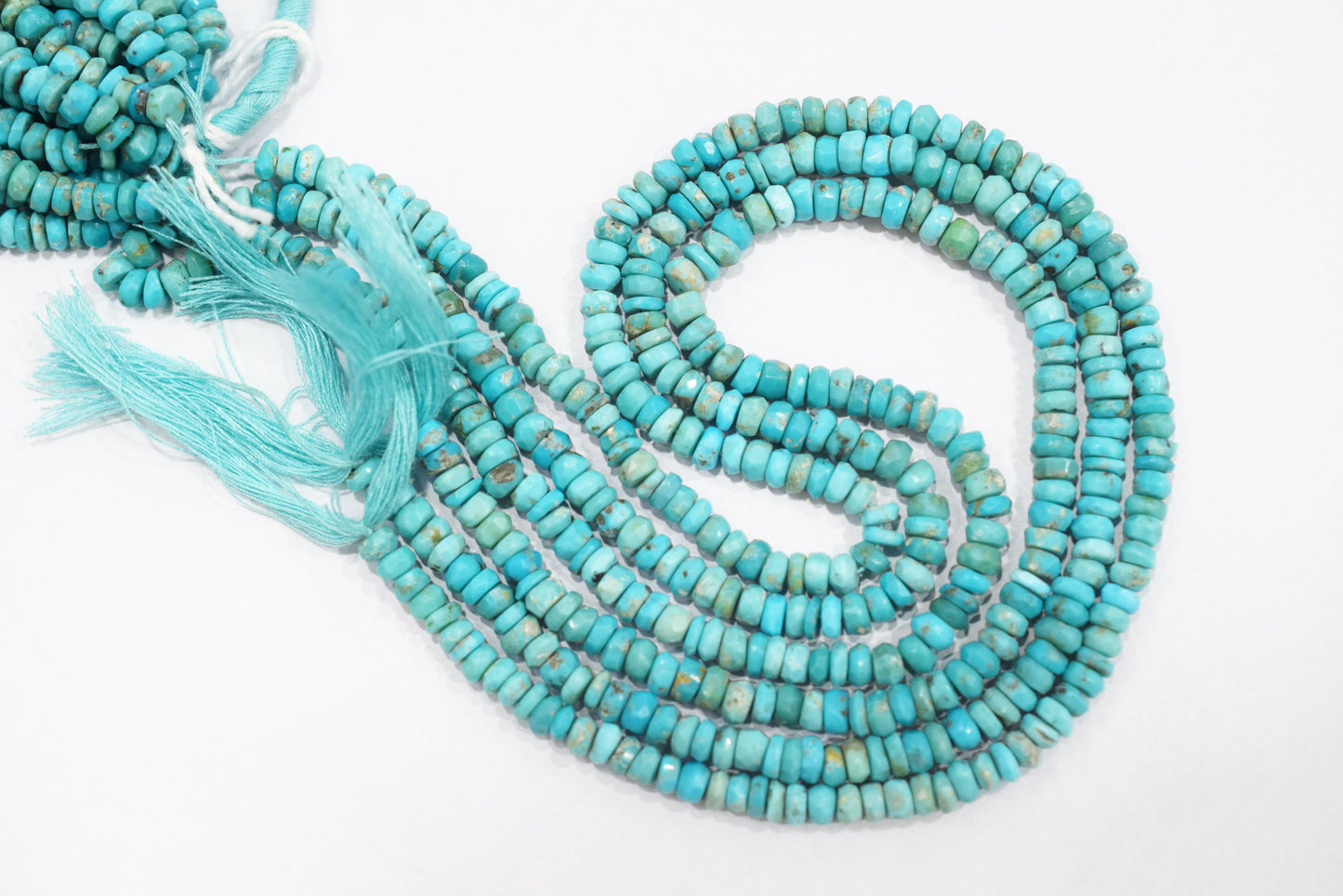 Natural Arizona Turquoise Rondelle Shape Faceted beads  , Sold By Strand, 4.5 mm , 12.5 inch , 33071