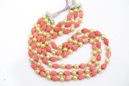 Ceramic Carved coral Flower and Synthetic pearl and grew strawberry beads Necklace , 8x10mm, 16 to 19 inches, 33JJE071