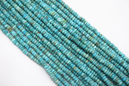 Natural Arizona Turquoise Rondelle Shape Faceted beads  , Sold By Strand, 4.5 mm , 12.5 inch , 33071