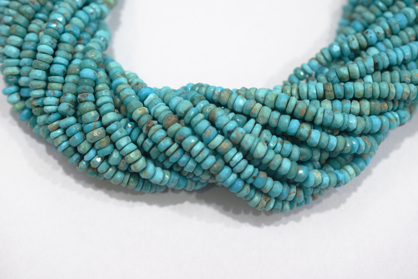 Natural Arizona Turquoise Rondelle Shape Faceted beads  , Sold By Strand, 4.5 mm , 12.5 inch , 33071