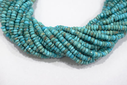 Natural Arizona Turquoise Rondelle Shape Faceted beads  , Sold By Strand, 4.5 mm , 12.5 inch , 33071