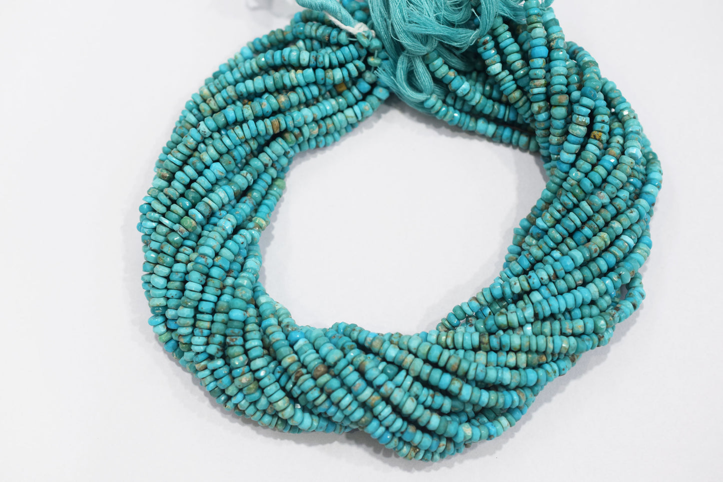 Natural Arizona Turquoise Rondelle Shape Faceted beads  , Sold By Strand, 4.5 mm , 12.5 inch , 33071