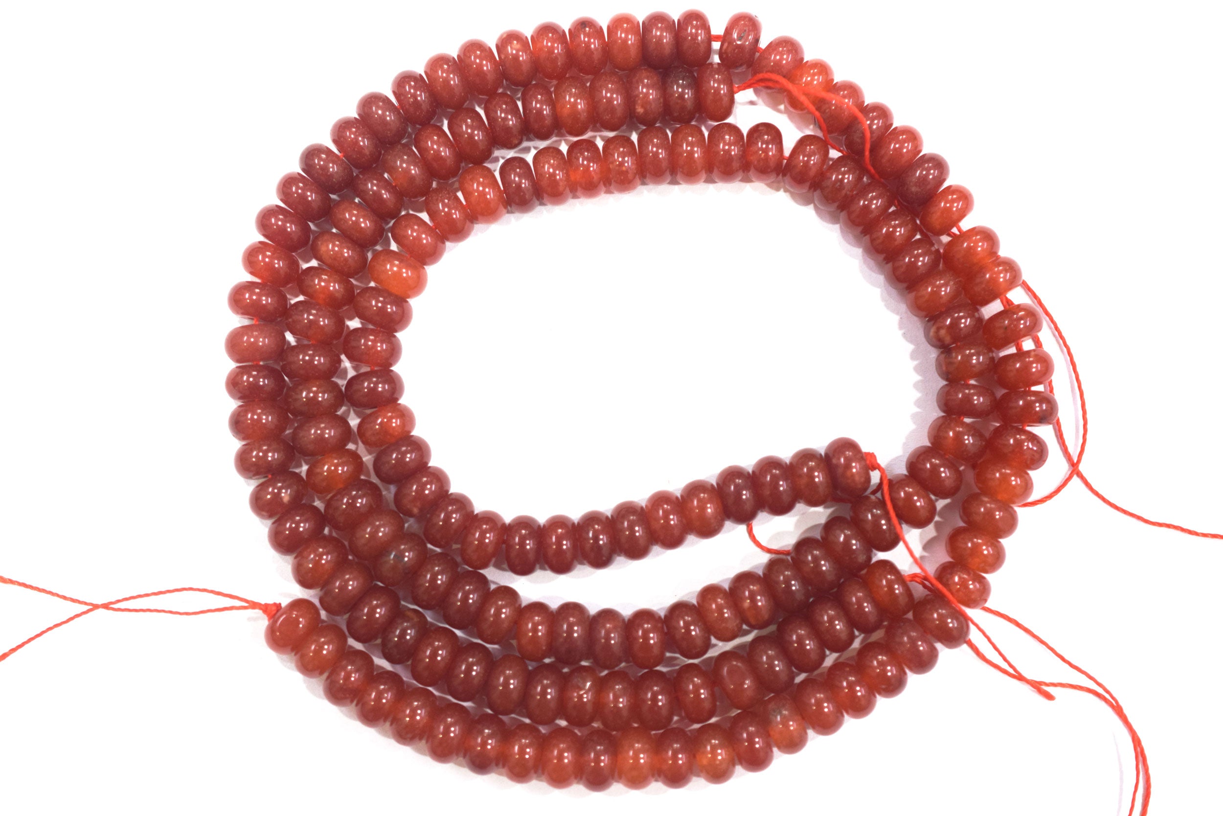 5 x 8.5mm Natural Carnelian color Jade Smooth Rondelle Shape Discs Gemstone Loose Beads 15Inches Strand, 33072