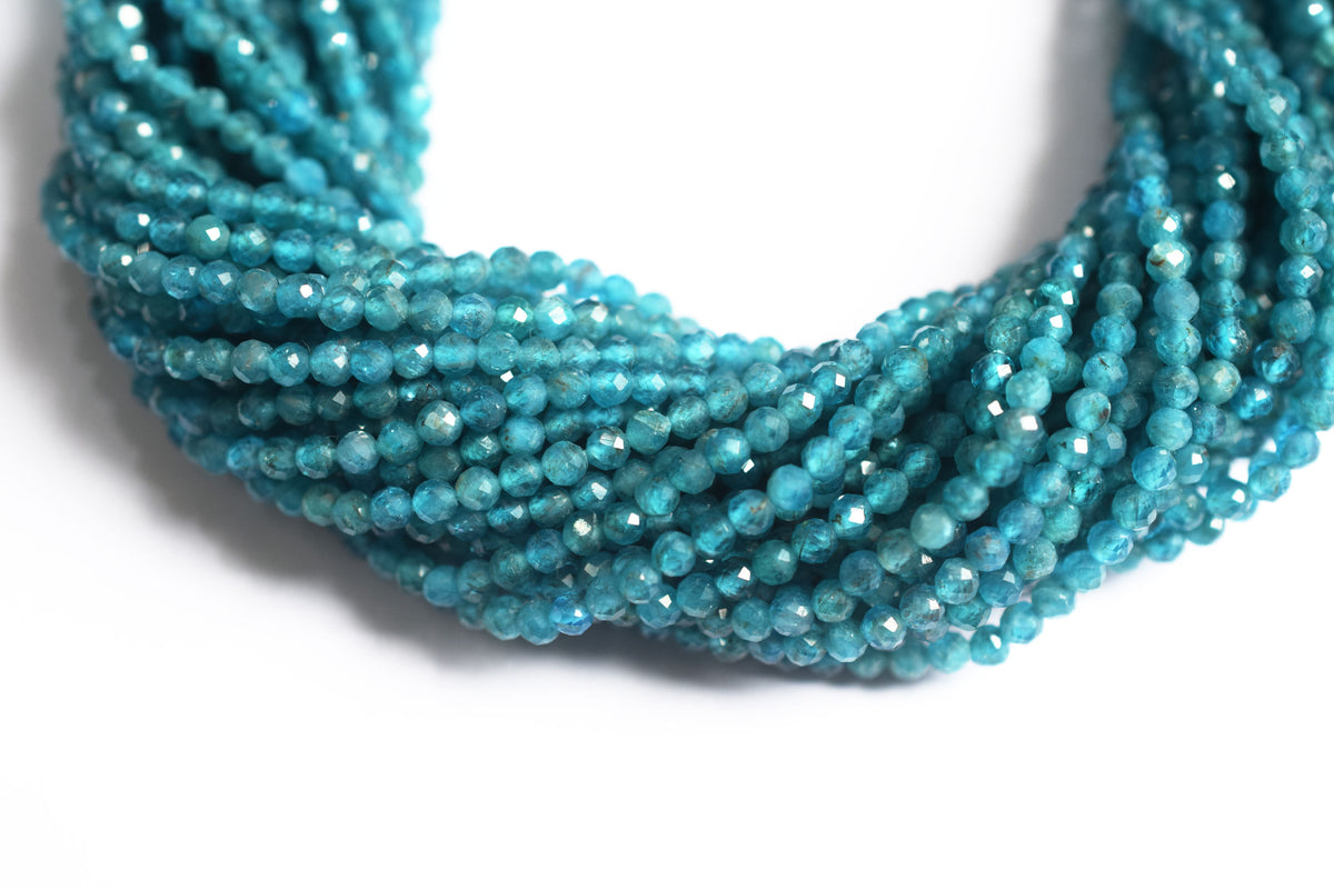 13 Inches Strand,natural Neon Apatite  Faceted Rondelle beads , Sold By Strand , Size 3 mm , 33076