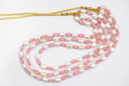 Rose Quartz And Synthetic Pearl Necklace,7x9 mm to 8.50x 11 mm , 16 to 20 inches , 33077