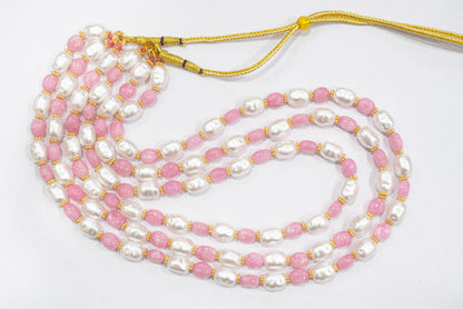 Rose Quartz And Synthetic Pearl Necklace,7x9 mm to 8.50x 11 mm , 16 to 20 inches , 33077