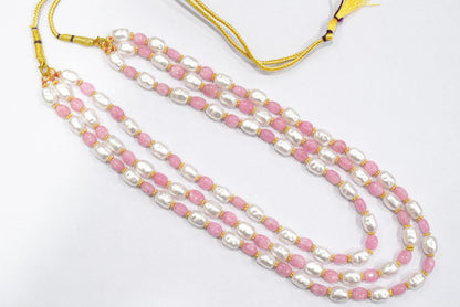 Rose Quartz And Synthetic Pearl Necklace,7x9 mm to 8.50x 11 mm , 16 to 20 inches , 33077