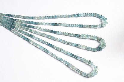 16 Inches Strand, Aquamarine  Shaded Rondelle Faceted beads , Sold By Strand , Size 3.50 To 9.00mm , 33078