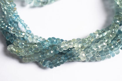 16 Inches Strand, Aquamarine  Shaded Rondelle Faceted beads , Sold By Strand , Size 3.50 To 9.00mm , 33078