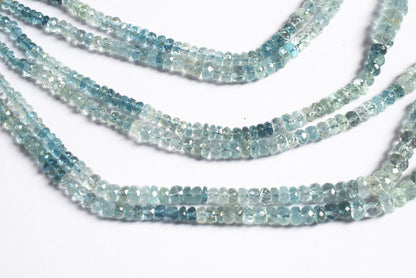 16 Inches Strand, Aquamarine  Shaded Rondelle Faceted beads , Sold By Strand , Size 3.50 To 9.00mm , 33078