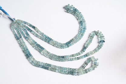 16 Inches Strand, Aquamarine  Shaded Rondelle Faceted beads , Sold By Strand , Size 3.50 To 9.00mm , 33078
