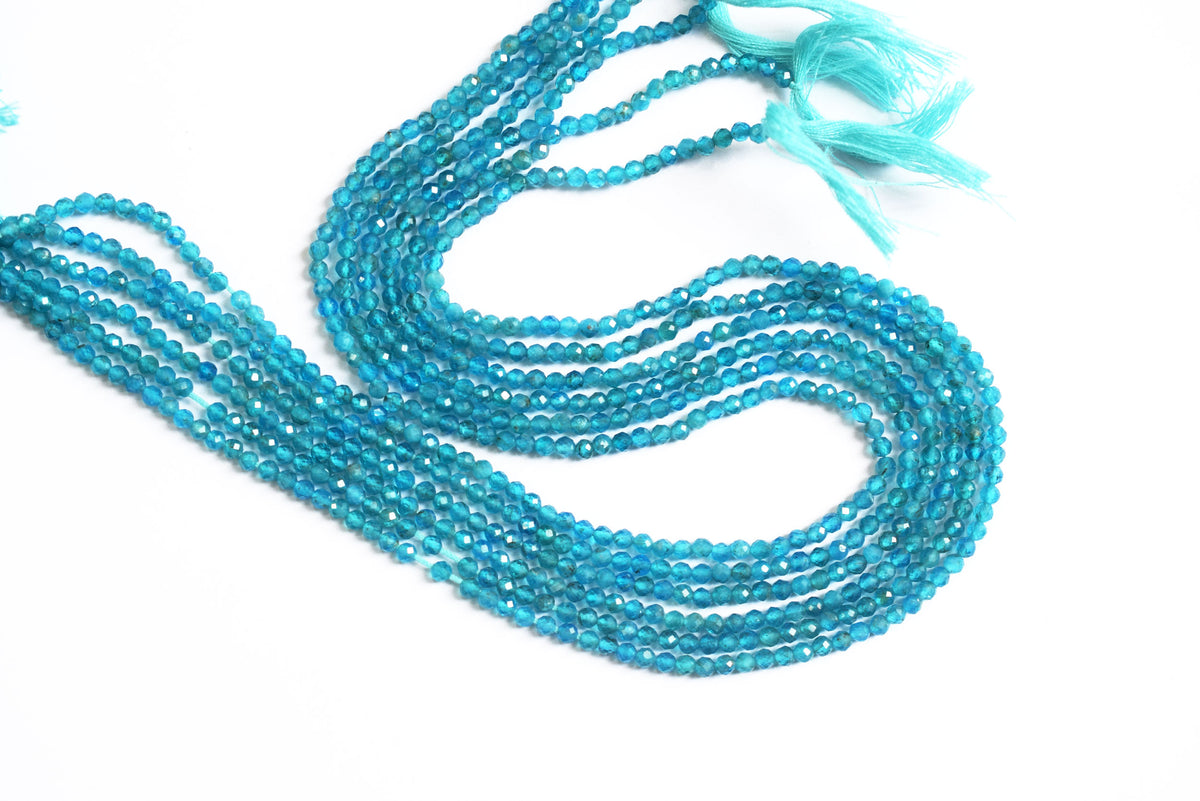 13 Inches Strand,natural Neon Apatite  Faceted Rondelle beads , Sold By Strand , Size 3 mm , 33080