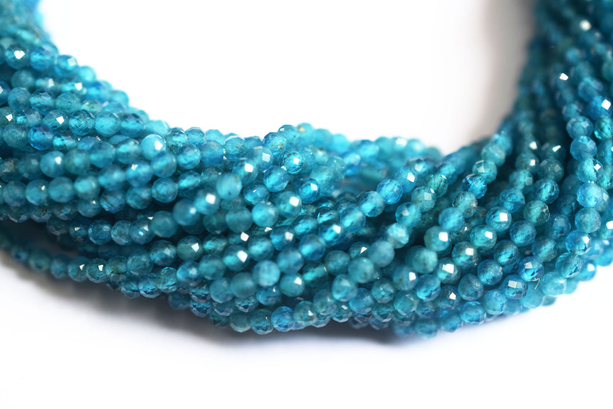 13 Inches Strand,natural Neon Apatite  Faceted Rondelle beads , Sold By Strand , Size 3 mm , 33080
