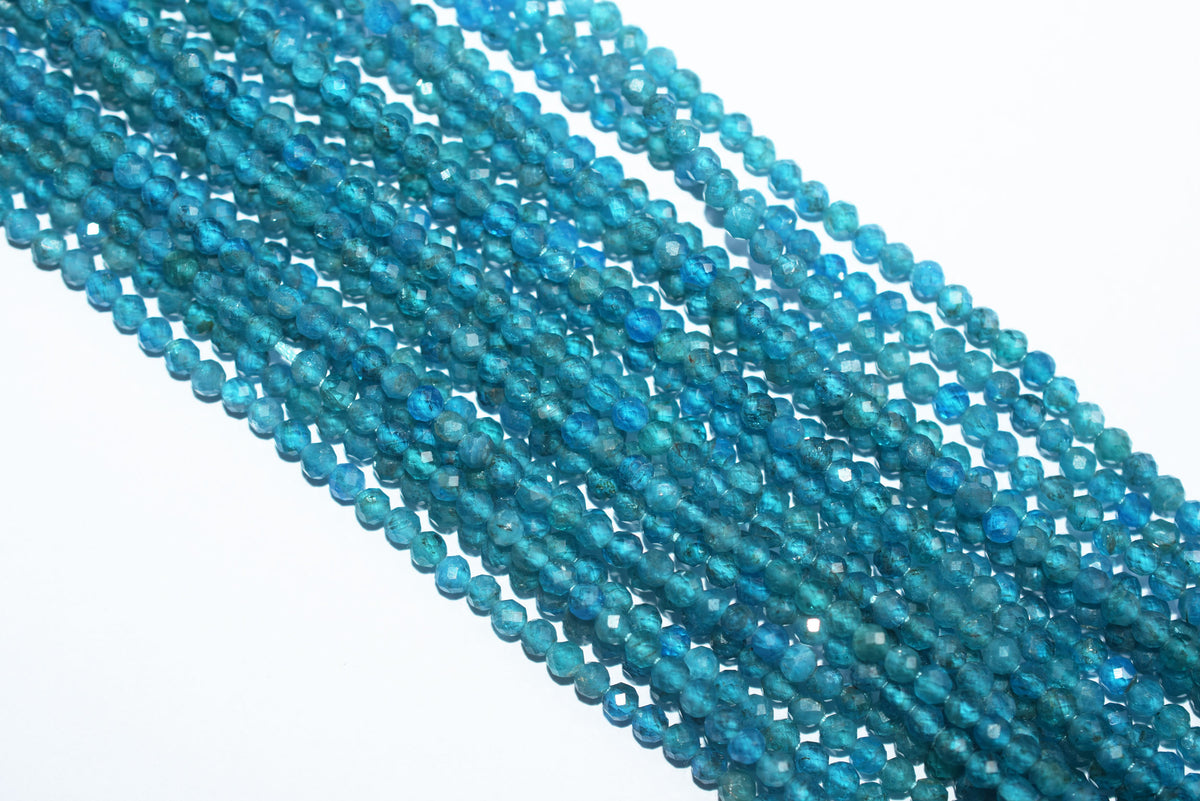 13 Inches Strand,natural Neon Apatite  Faceted Rondelle beads , Sold By Strand , Size 3 mm , 33081
