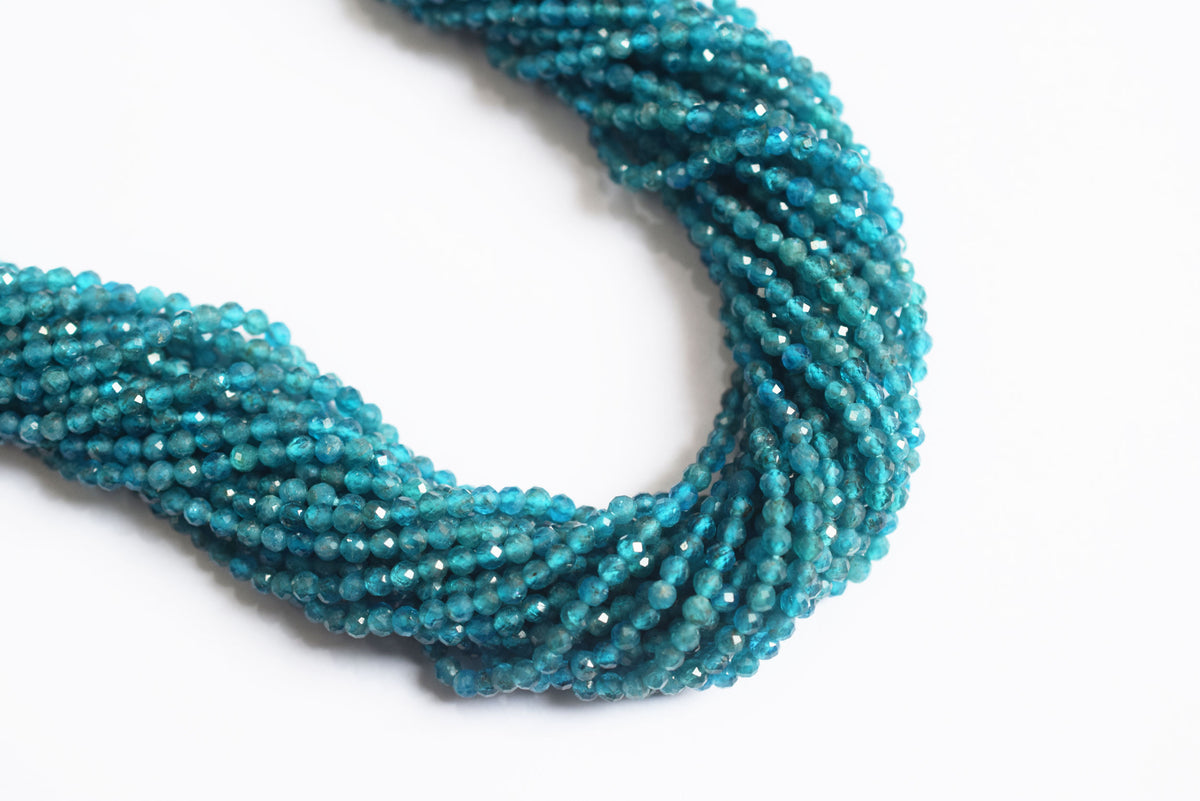 13 Inches Strand,natural Neon Apatite  Faceted Rondelle beads , Sold By Strand , Size 3 mm , 33081
