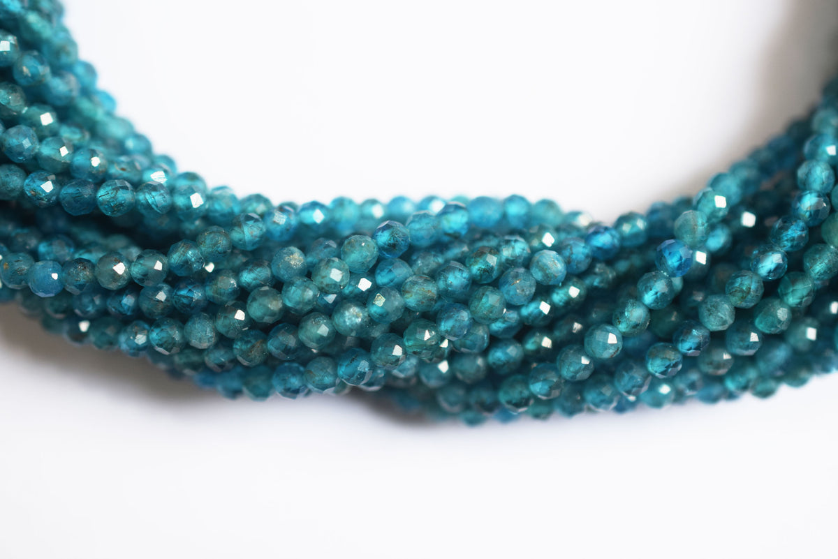 13 Inches Strand,natural Neon Apatite  Faceted Rondelle beads , Sold By Strand , Size 3 mm , 33081