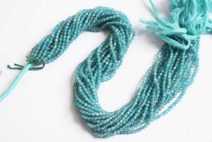 Pack Of 19 Lines Aquamarine Faceted Rondelle Shape Beads , Sold By Strand , 13 Inches , 3 mm , 33082
