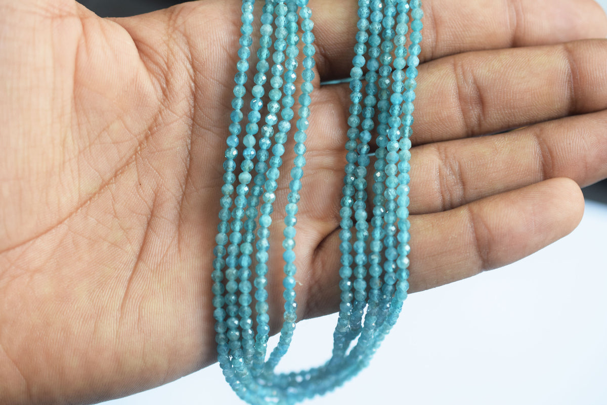 Pack Of 5 Lines , Aquamarine Faceted Rondelle Shape Beads , Sold By Strand , 13 Inches , 3 mm , 33085