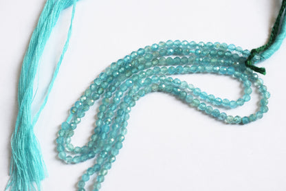 Pack Of 2 Lines , Aquamarine Faceted Rondelle Shape Beads , Sold By Strand , 13 Inches , 3 mm , 33087