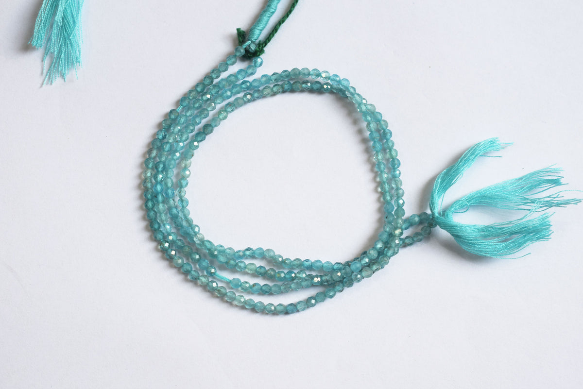 Pack Of 2 Lines , Aquamarine Faceted Rondelle Shape Beads , Sold By Strand , 13 Inches , 3 mm , 33087