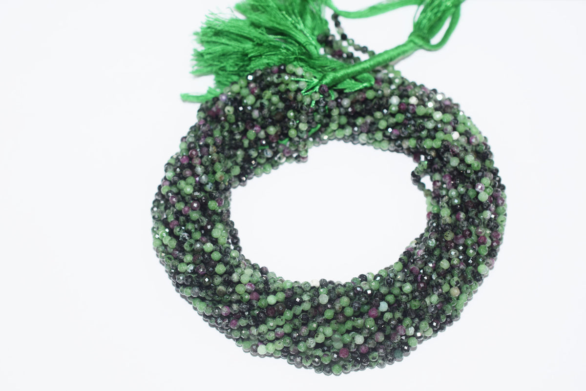 12.5 Inches Strand, Ruby Zoisite  Faceted Rondelle Shape Beads,  Sold By Strand , Size 3.5 mm , 33090