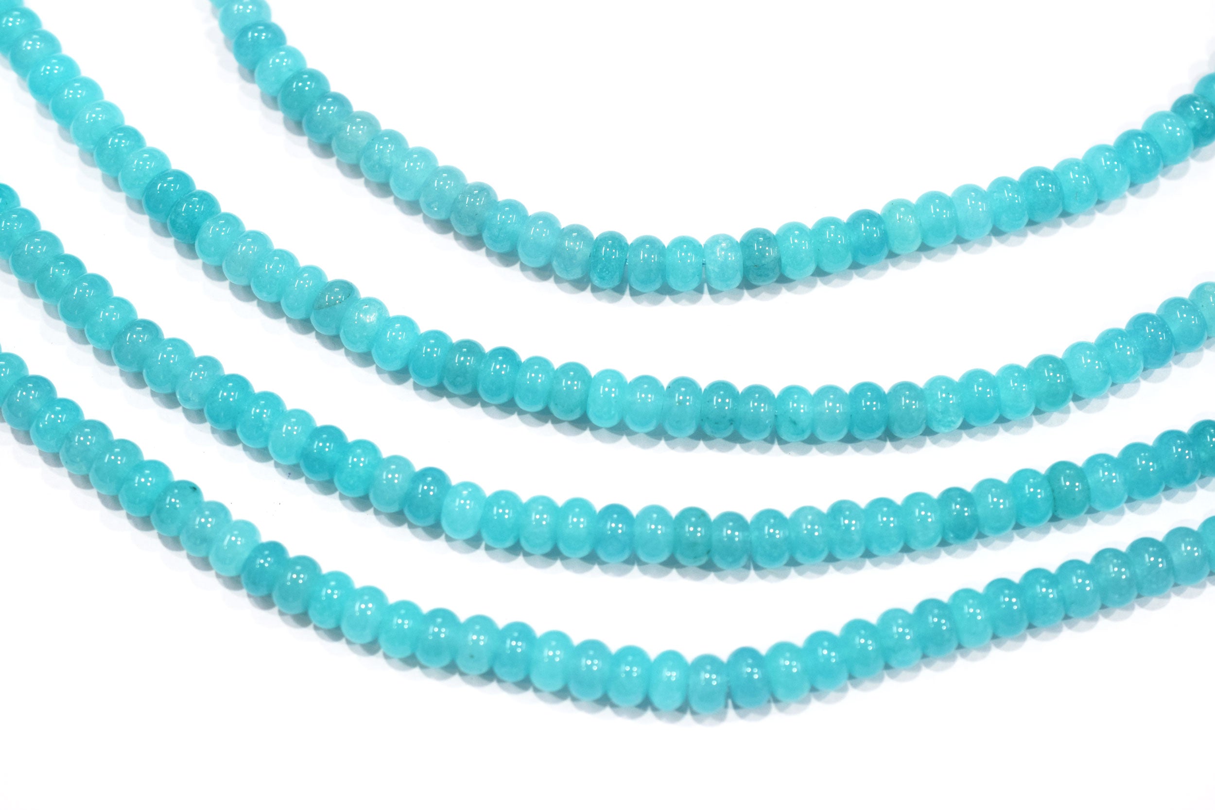 Dyed Aqua Colour Jade Smooth Rondelle Shape Discs Gemstone Loose Beads approx 15 Inches Strand, 33091