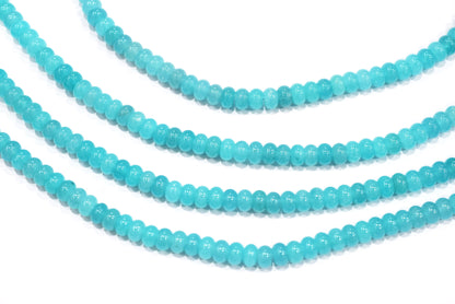 Dyed Aqua Colour Jade Smooth Rondelle Shape Discs Gemstone Loose Beads approx 15 Inches Strand, 33091