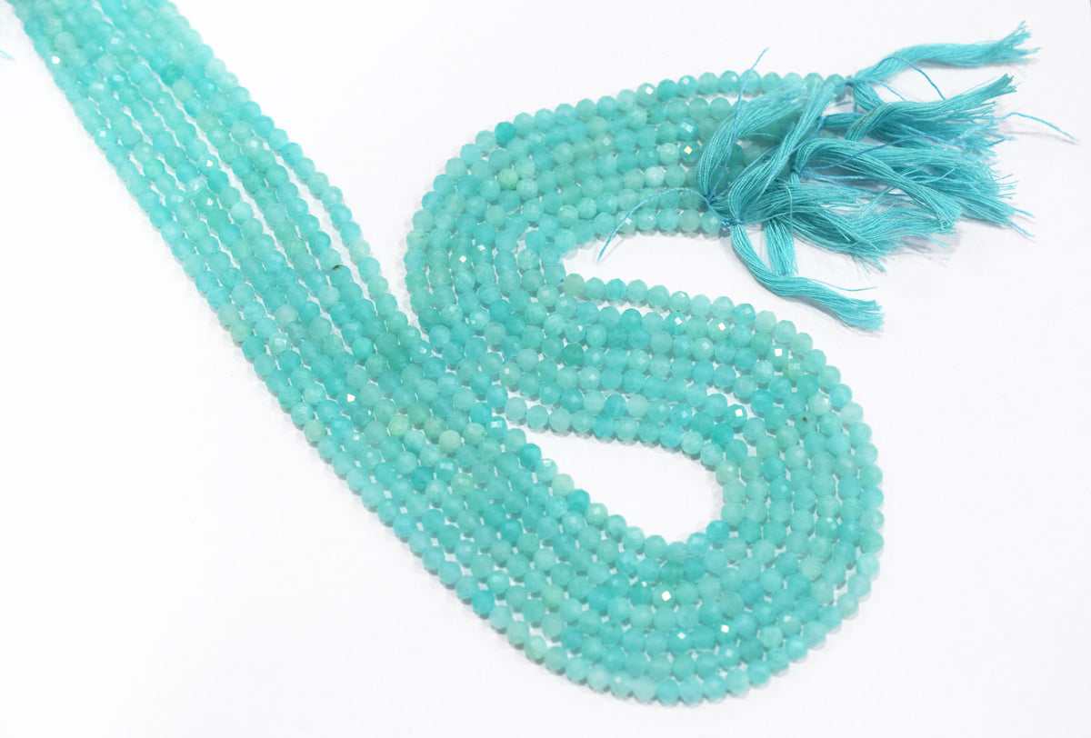 15 Inches Strand,Natural Amazonite Rondelle Shape beads , Amazonite Faceted Rondelle Shape Beads,  Sold By Strand , Size 4 to 4.5 mm , 33092