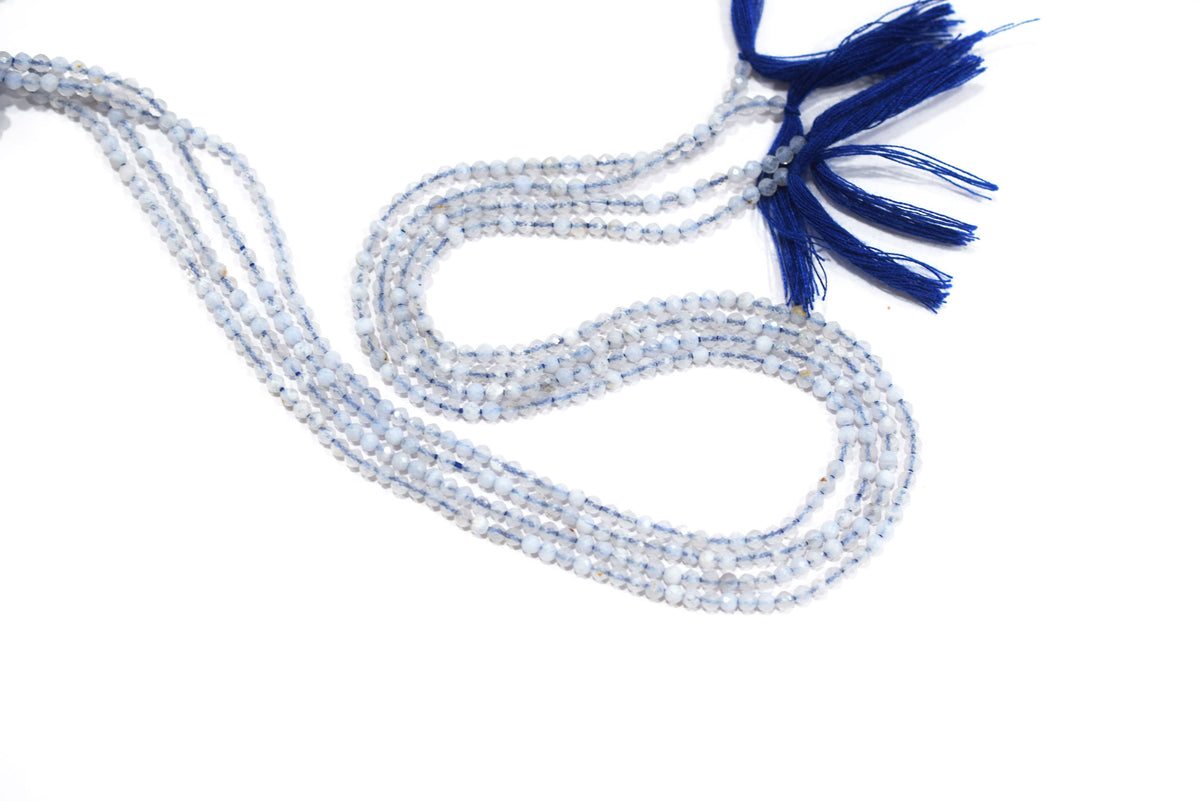 Micro Faceted Natural Blue Lace Agate, Round Beads Blue Chalcedony, sold by strand , 12.5inches , 2.75mm , 33093