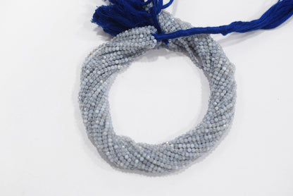 Micro Faceted Natural Blue Lace Agate, Round Beads Blue Chalcedony, sold by strand , 12.5inches , 2.75mm , 33093