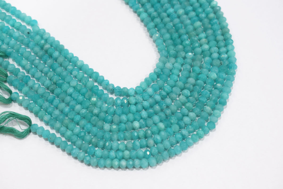 12.5 Inches Strand,Natural Amazonite Rondelle Shape beads , Amazonite Faceted Rondelle Shape Beads,  Sold By Strand , Size 5.5 mm , 33094