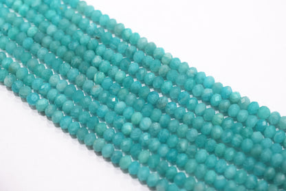 12.5 Inches Strand,Natural Amazonite Rondelle Shape beads , Amazonite Faceted Rondelle Shape Beads,  Sold By Strand , Size 5.5 mm , 33094