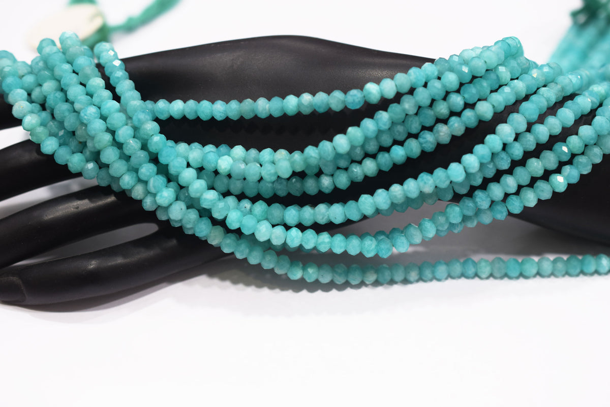 12.5 Inches Strand,Natural Amazonite Rondelle Shape beads , Amazonite Faceted Rondelle Shape Beads,  Sold By Strand , Size 5.5 mm , 33094