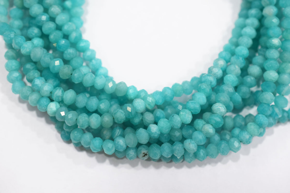 12.5 Inches Strand,Natural Amazonite Rondelle Shape beads , Amazonite Faceted Rondelle Shape Beads,  Sold By Strand , Size 5.5 mm , 33094