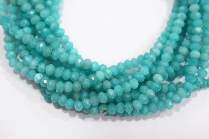 12.5 Inches Strand,Natural Amazonite Rondelle Shape beads , Amazonite Faceted Rondelle Shape Beads,  Sold By Strand , Size 5.5 mm , 33094