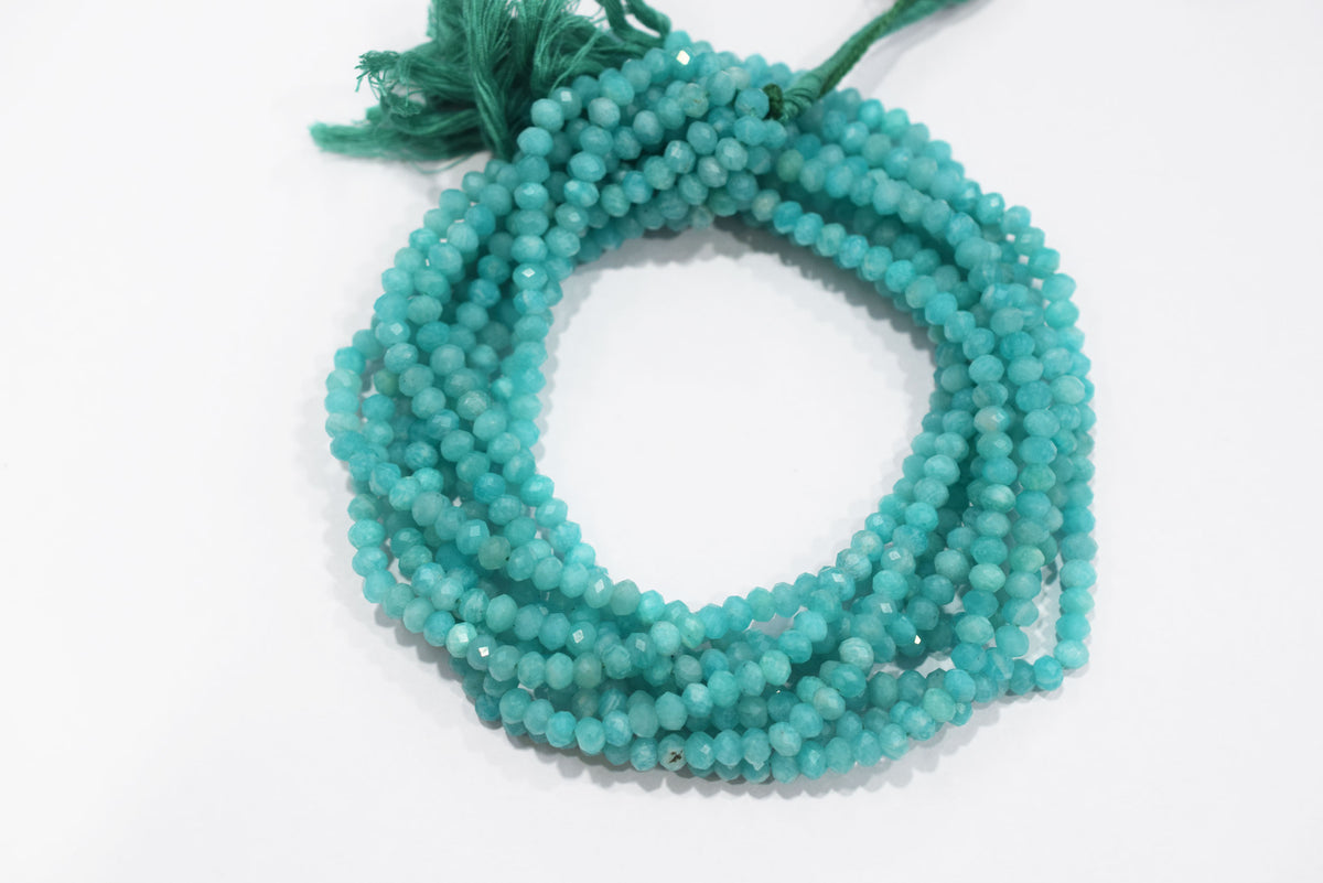 12.5 Inches Strand,Natural Amazonite Rondelle Shape beads , Amazonite Faceted Rondelle Shape Beads,  Sold By Strand , Size 5.5 mm , 33094