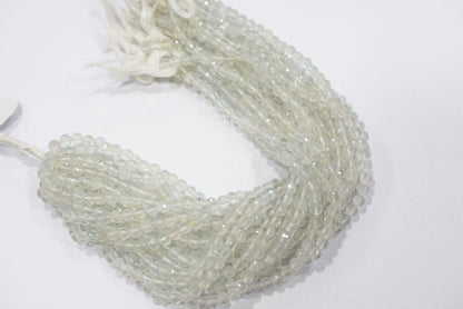 Natural White Topaz Faceted  and Round Beads Micro Diamond Cut Gemstone , Sold By Strand , 12.5 inches , 6 - 6.5mm , 33096