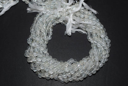 Natural White Topaz Faceted  and Round Beads Micro Diamond Cut Gemstone , Sold By Strand , 12.5 inches , 6 - 6.5mm , 33096