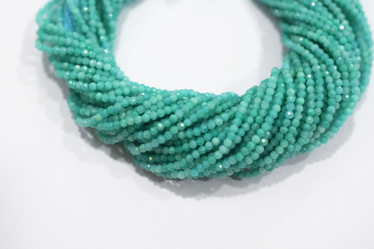 15.5 Inches Strand,Natural Amazonite Rondelle Shape beads , Amazonite Faceted Rondelle Shape Beads,  Sold By Strand , Size 2-2.5 mm , 33098