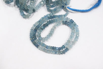 16 Inches Strand, Aquamarine  Shaded Rondelle Faceted beads , Sold By Strand , Size 3.50 To 6.00mm , 33099