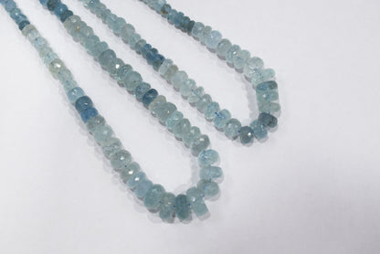 16 Inches Strand, Aquamarine  Shaded Rondelle Faceted beads , Sold By Strand , Size 3.50 To 9.00mm , 33100