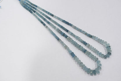 16 Inches Strand, Aquamarine  Shaded Rondelle Faceted beads , Sold By Strand , Size 3.50 To 9.00mm , 33100
