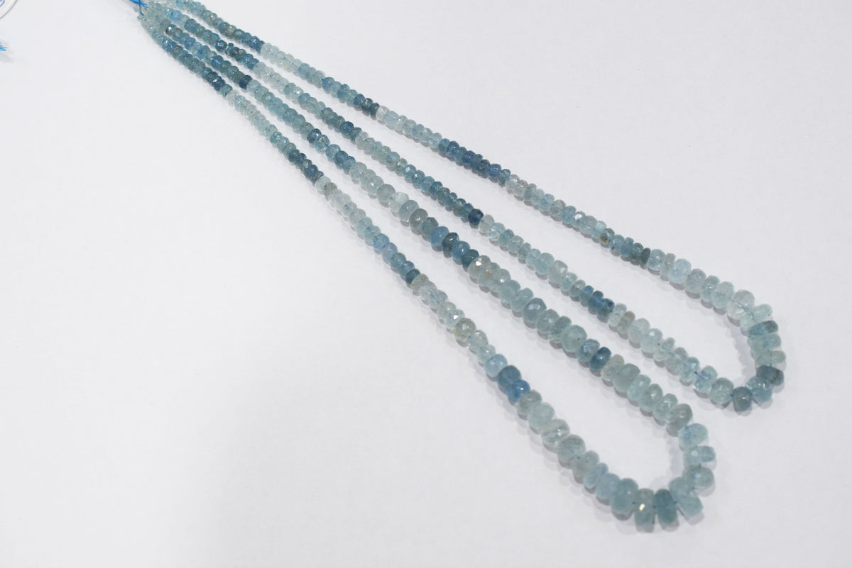16 Inches Strand, Aquamarine  Shaded Rondelle Faceted beads , Sold By Strand , Size 3.50 To 9.00mm , 33100