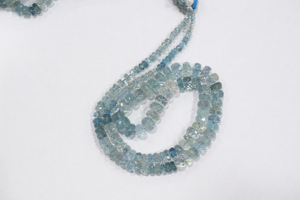 16 Inches Strand, Aquamarine  Shaded Rondelle Faceted beads , Sold By Strand , Size 3.50 To 8.00mm , 33101